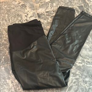 Gap Maternity Black Faux Leather Leggings Size XS